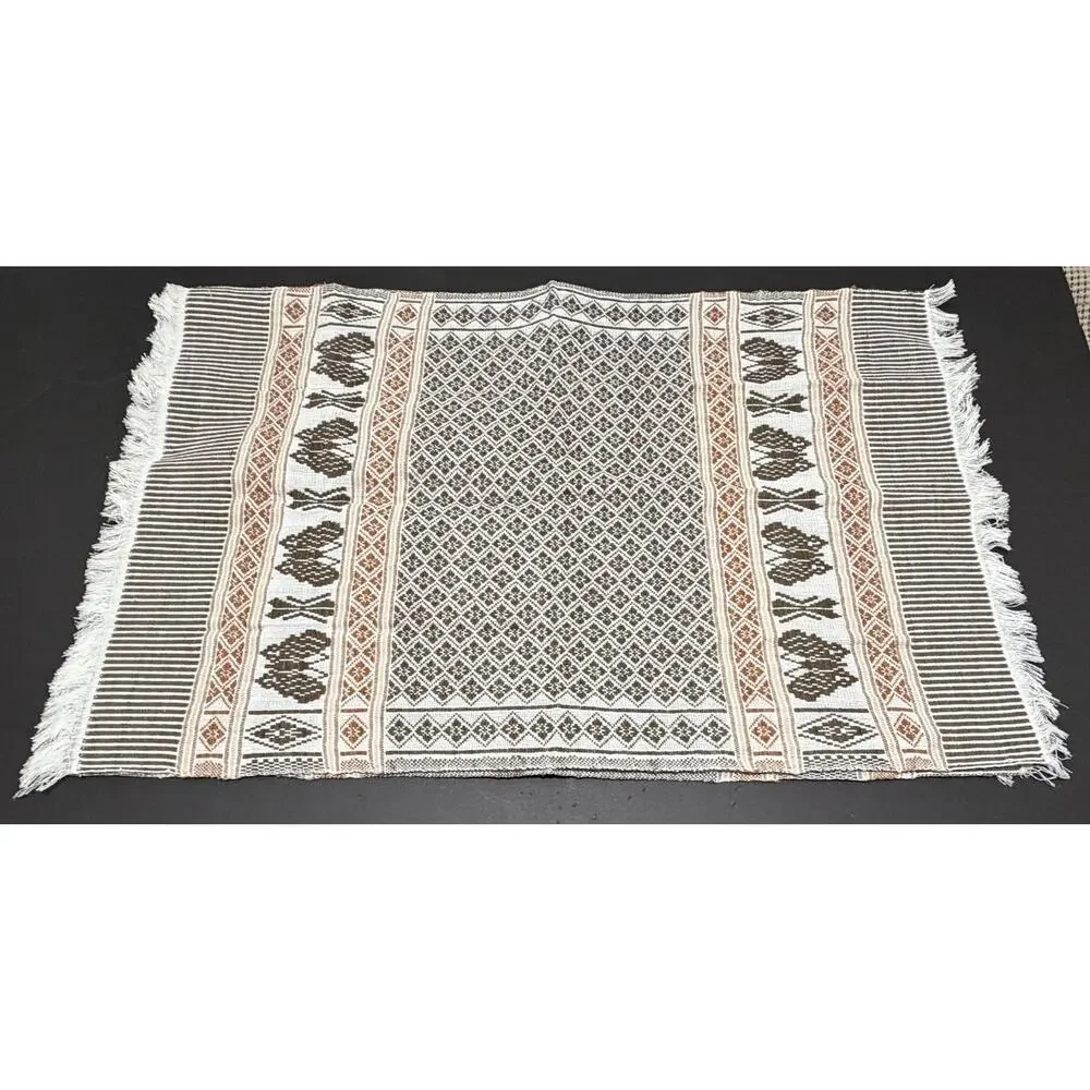Woven Brown & Rust Pattern Placemats Set of 3 Handcrafted Table Linens 20x13
